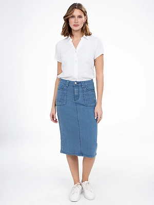Blouse semi-ajustée à manches courtes avec boutons