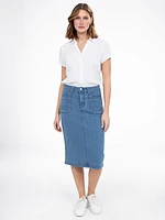 Blouse semi-ajustée à manches courtes avec boutons