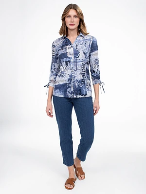 Blouse semi-ajustée à manches 3/4 avec boutons