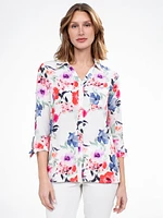Blouse semi-ajustée à manches 3/4 avec boutons