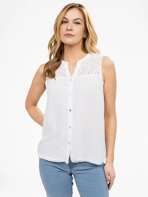 Blouse sans manches semi-ajustée avec boutons