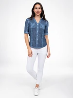 Blouse semi-ajustée à manches 3/4 avec boutons