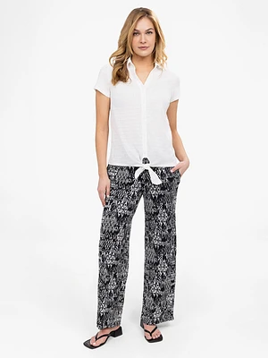 Blouse semi-ajustée à manches courtes avec boutons