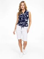 Sleeveless semi-fitted blouse with buttons