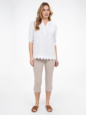 3/4-sleeve semi-fitted blouse