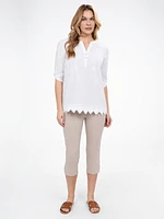 3/4-sleeve semi-fitted blouse