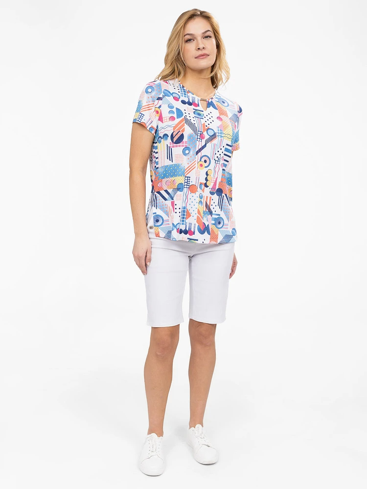 Short-sleeve semi-fitted tunic