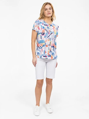 Short-sleeve semi-fitted tunic