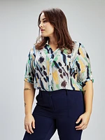 Blouse semi-ajustée à manches 3/4 avec boutons