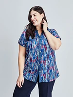 Blouse semi-ajustée à manches courtes avec boutons