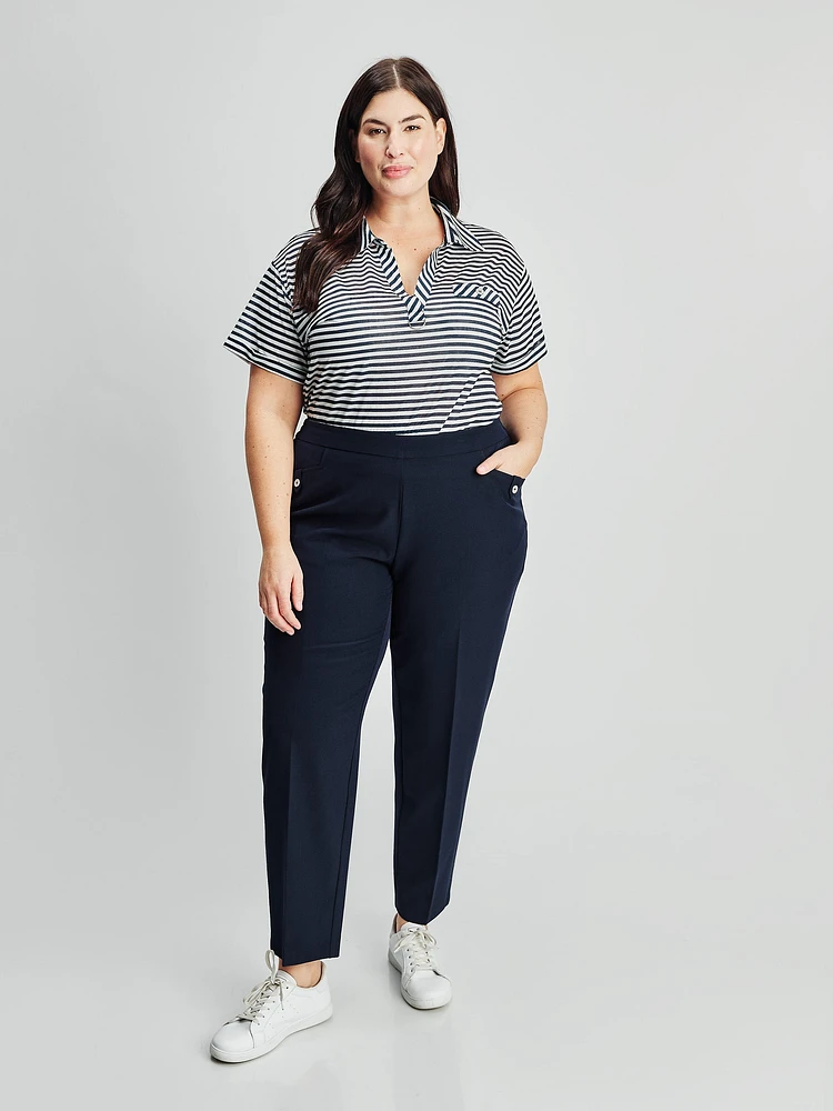 Pantalon habillé droit semi-ajusté à enfiler - Petite