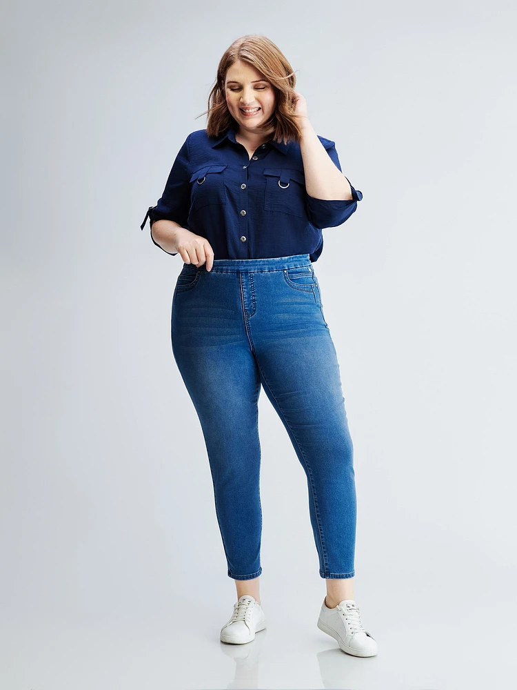 Skinny fitted pull-on jean