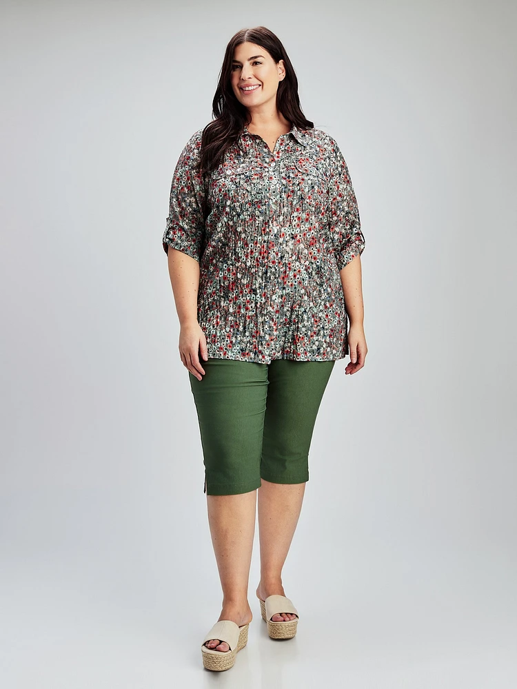 Blouse semi-ajustée à manches 3/4 avec boutons
