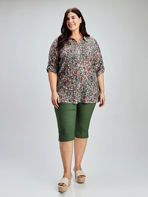 Blouse semi-ajustée à manches 3/4 avec boutons
