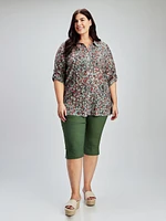 Blouse semi-ajustée à manches 3/4 avec boutons