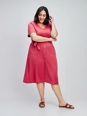 Robe midi évasée en tricot