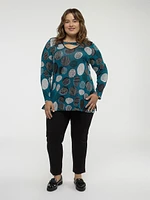 Long-sleeve semi-fitted knit tunic