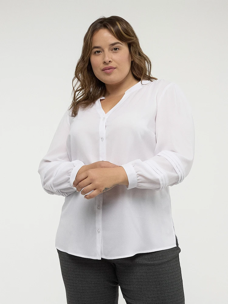 Blouse semi-ajustée à manches longues avec boutons