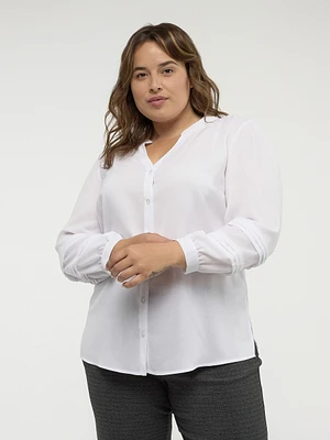 Blouse semi-ajustée à manches longues avec boutons