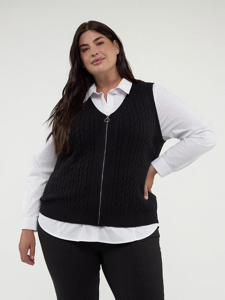 Sleeveless knitted cardigan