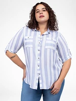 Blouse semi-ajustée à manches 3/4 avec boutons