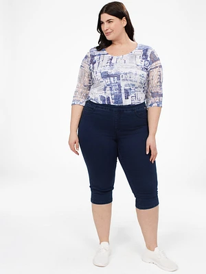 Capri étroit en denim à enfiler