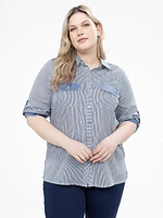 Blouse semi-ajustée à manches 3/4 avec boutons