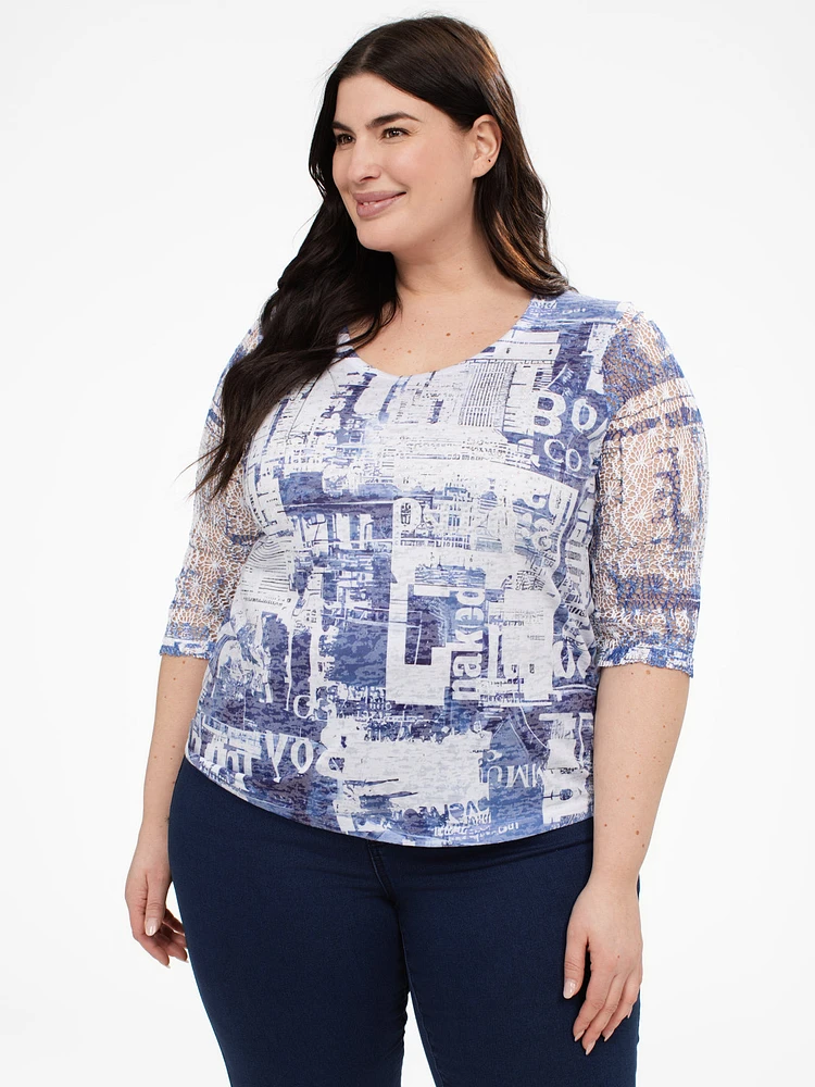 T-shirt semi-ajusté à manches 3/4