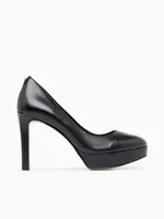 Chantal Platform Pump Black Leather