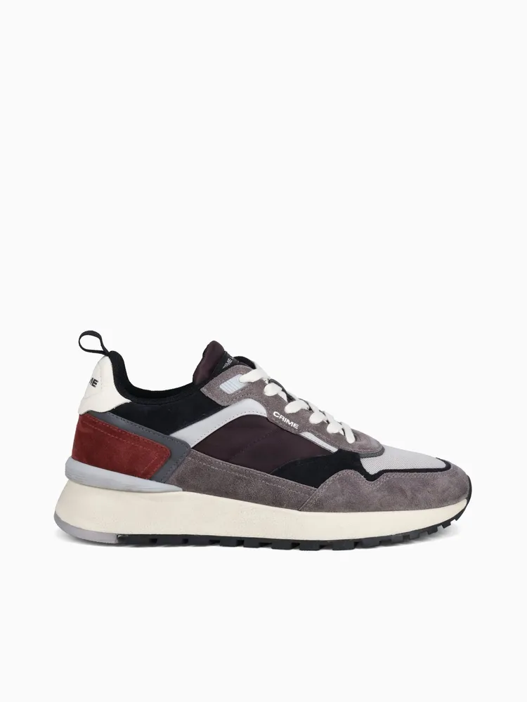 Lunar Grey Burgundy suede Mesh