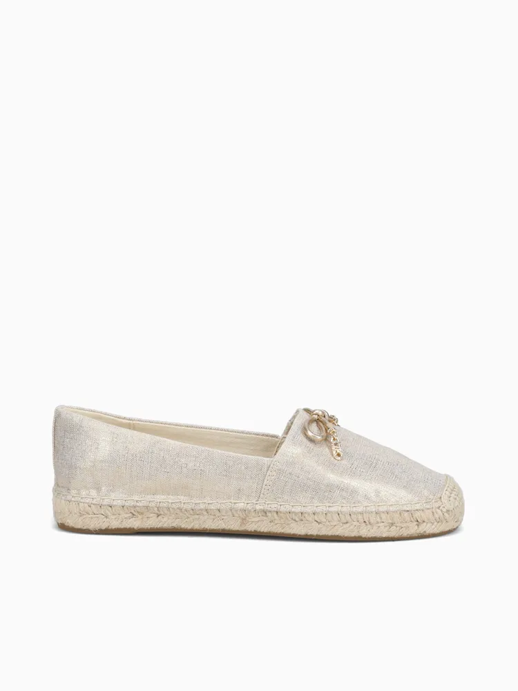 Nori Espadrille Pale Gold Metal Linen