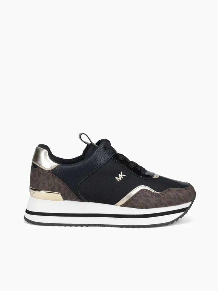 Raina Trainer Blk Brown tech canvas