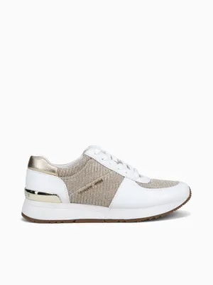 Allie Trainer Pale Gold Leather Mesh