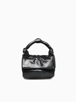Knotted Mini Metallic Bag Black