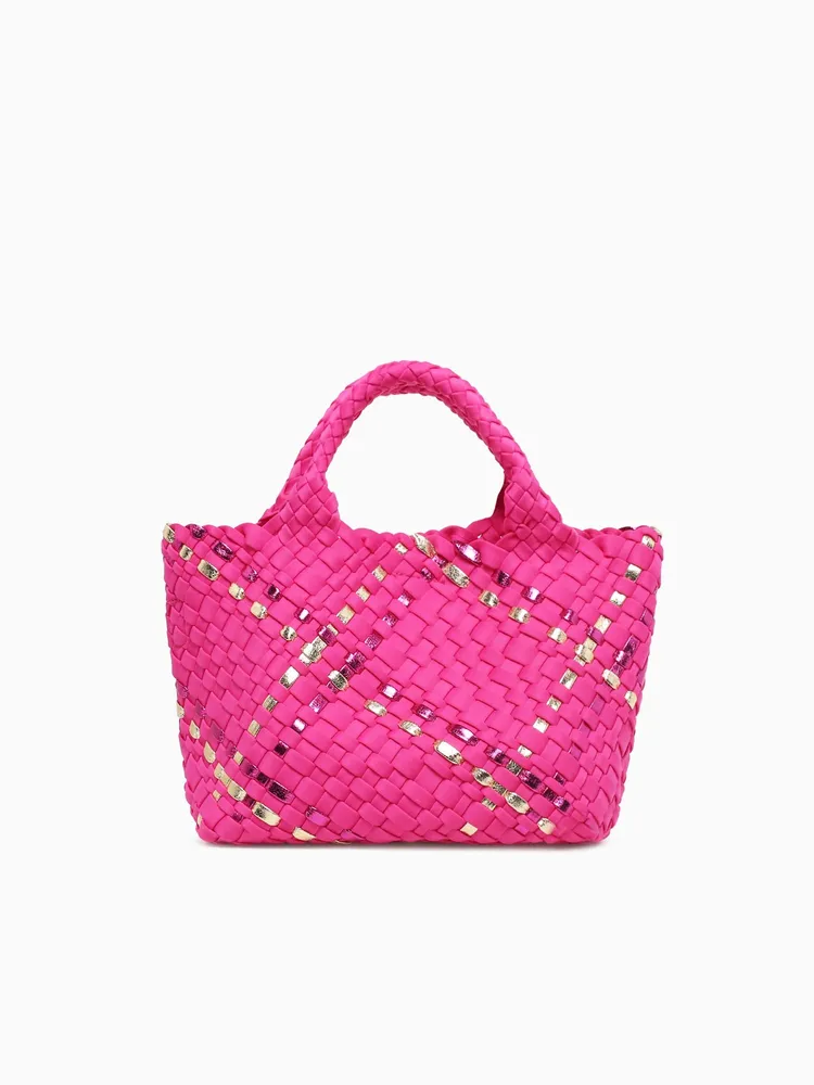 Mini Woven Tote Fuchsia