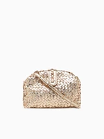 Bianka Woven Frame Clutch Deep Gold