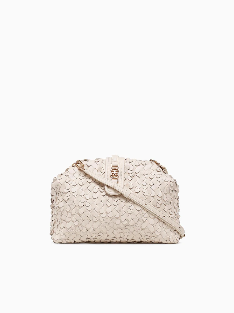 Bianka Woven Frame Clutch Ivory