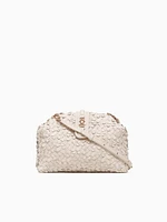 Bianka Woven Frame Clutch Ivory