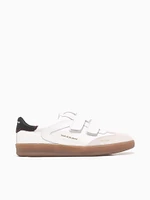 Talia White Black leather Suede