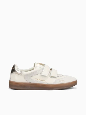 Talia Ivory Wht Gold leather Suede