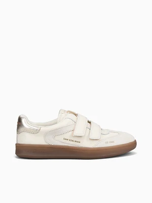 Talia Ivory Wht Gold leather Suede