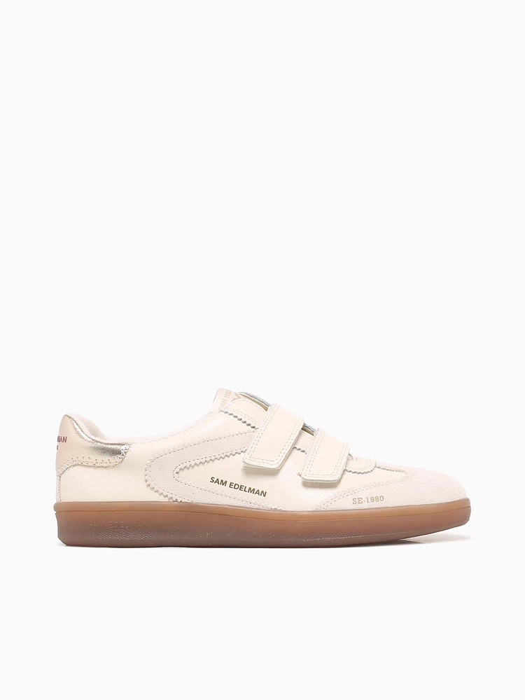 Talia Ivory Wht Gold leather Suede