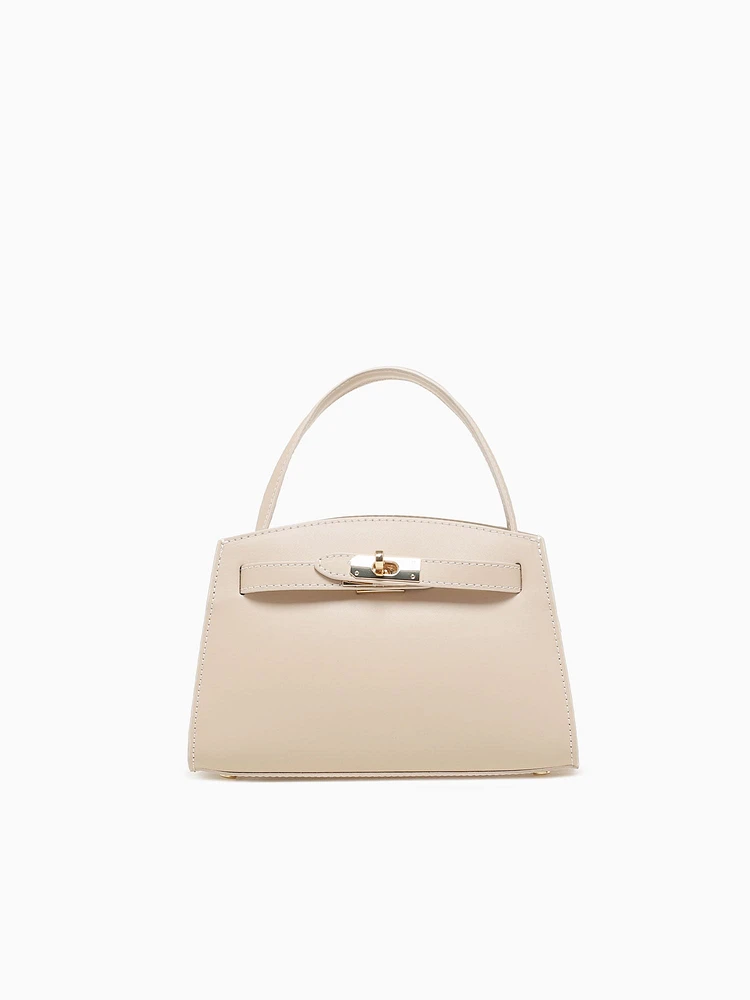 Ludovica Top Handle Beige Leather