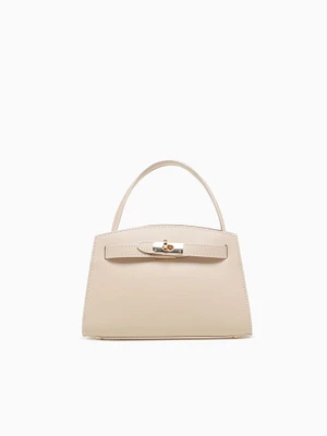 Ludovica Top Handle Beige Leather