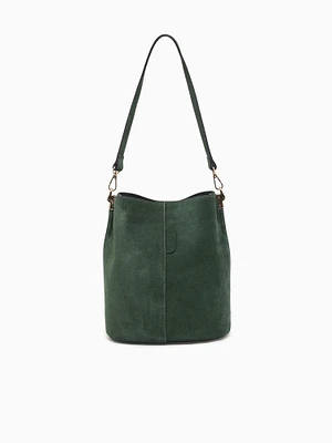 Elvira Bucket Bag Green Suede Leather