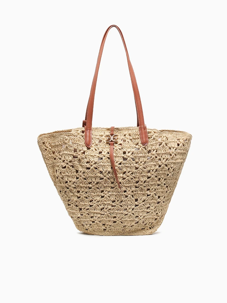 Layla Floral Fan Tote Natural