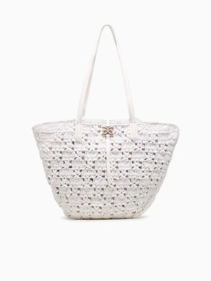 Layla Floral Fan Tote Eggshell