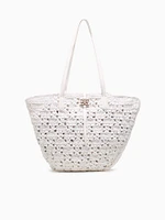 Layla Floral Fan Tote Eggshell