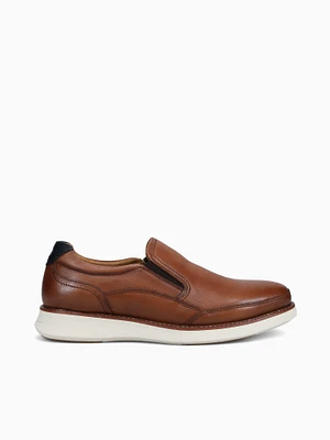 Launch Moc Toe Slip On Cognac Nvy leathe