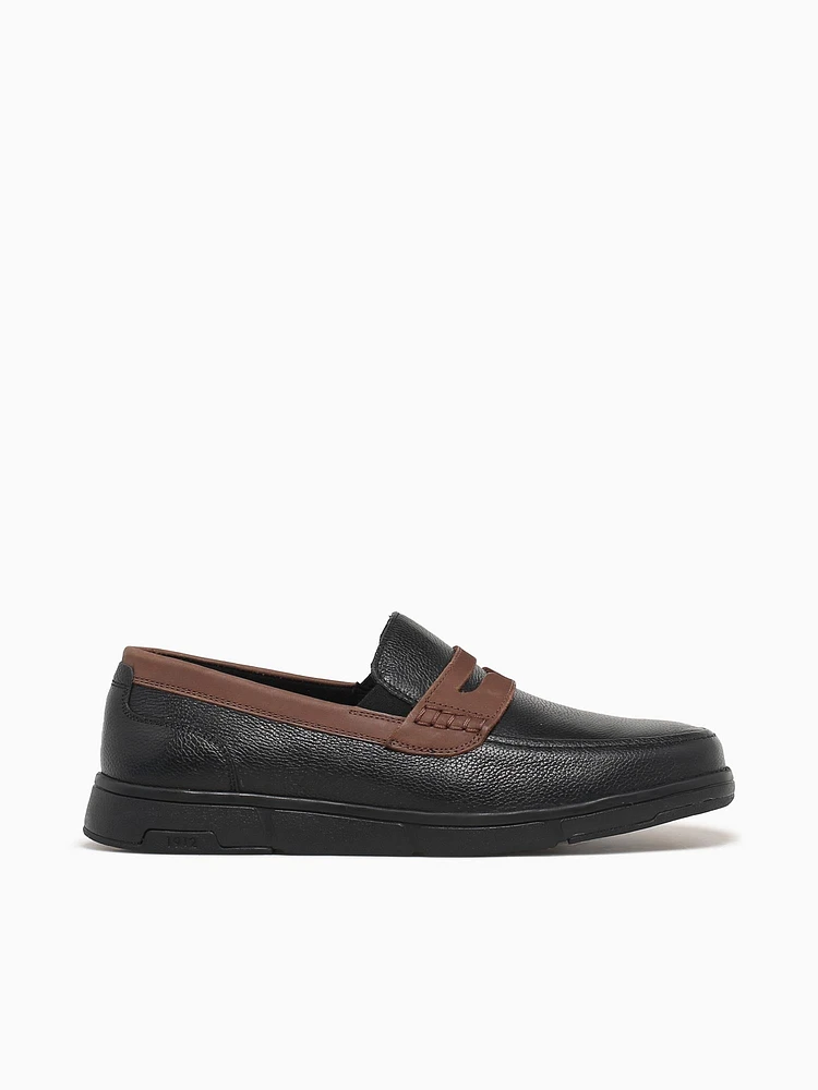 Luca Moc Toe Penny Black Multi Leather